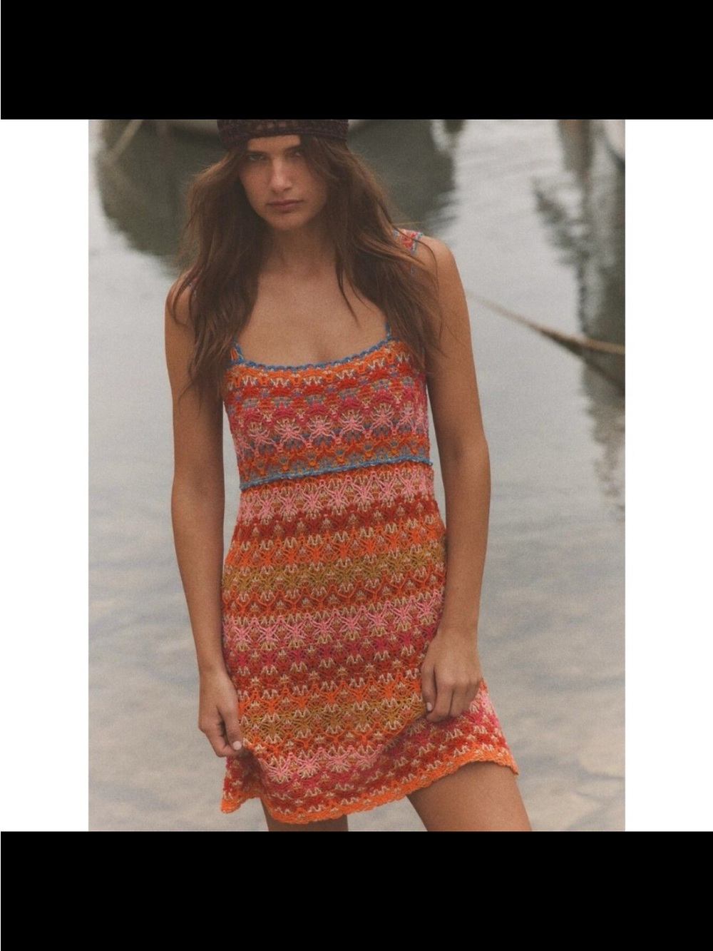 Zara Orange Multi Crochet Mini Dress